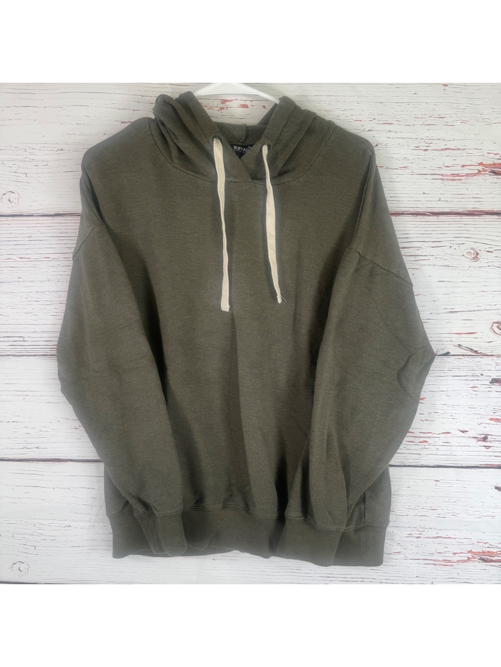 Buffalo David Bitton Olive Green Pullover Hoodie Sweatshirt Medium